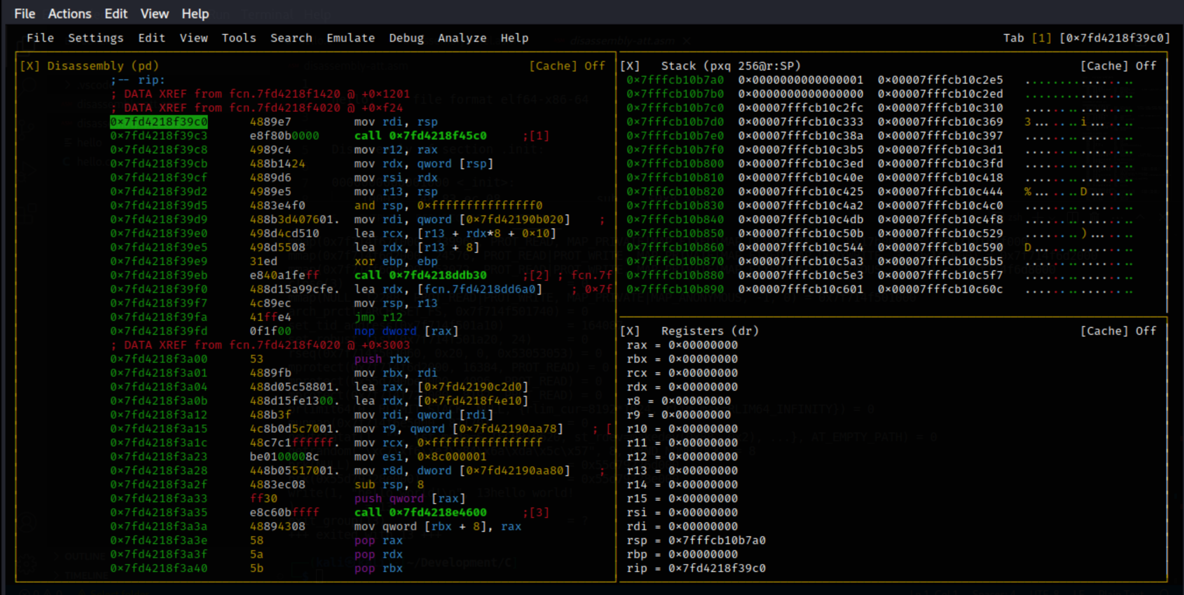 Radare 2 Visual mode