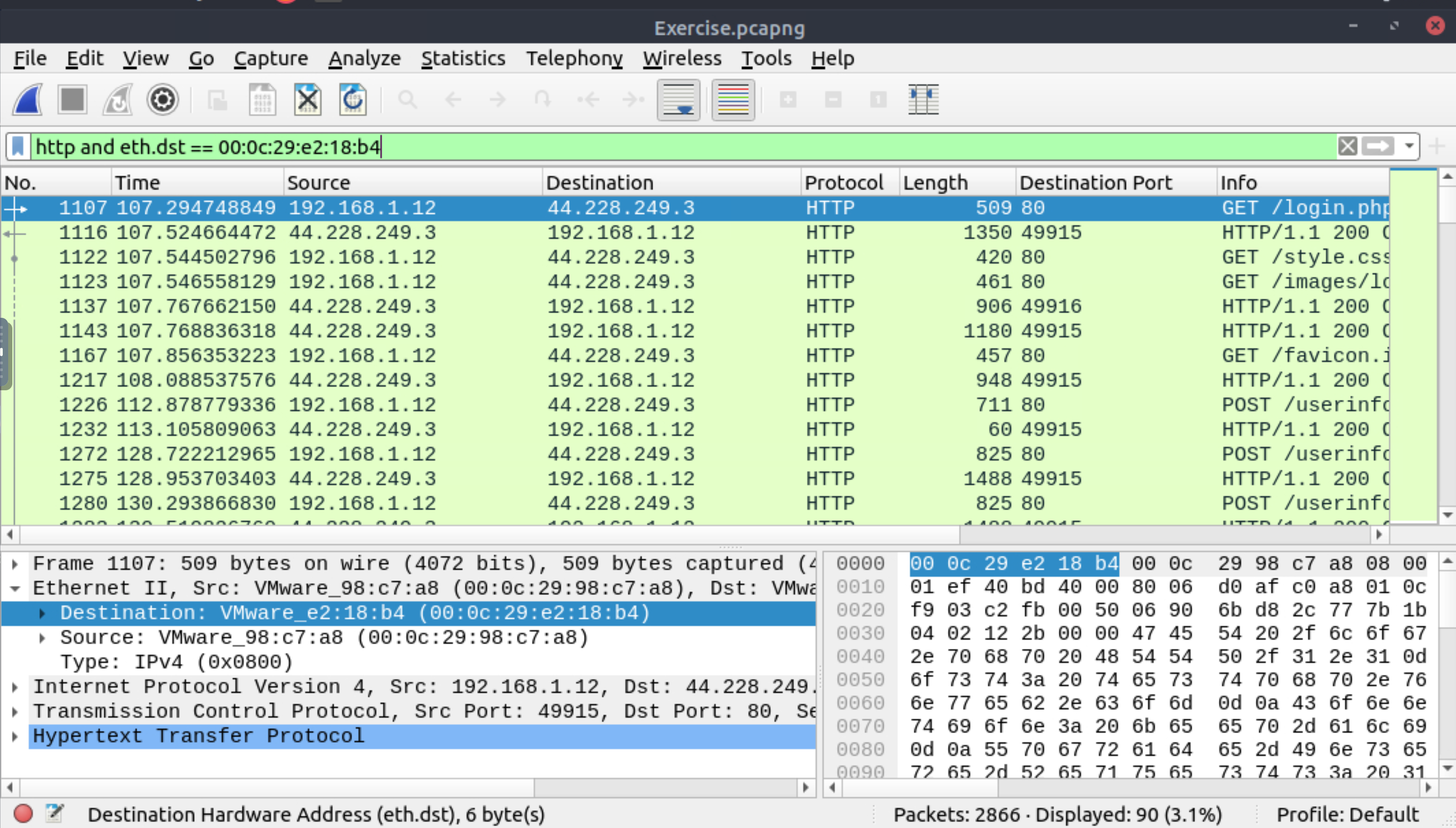 Number of HTTP packets